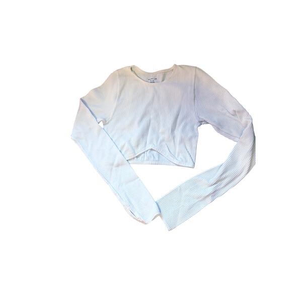 Out From Under White Ribbed Long Sleeve Cropped Top Women’s M/L Urban Outfitters - Picture 1 of 3